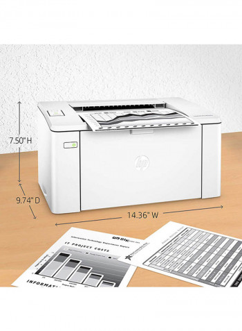 LaserJet Pro M102w Monochrome Wireless Laser Printer,M102W 364x190x277millimeter White