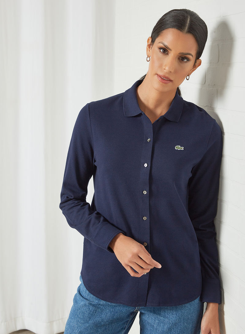Soft Cotton Long Sleeve Shirt Navy Blue