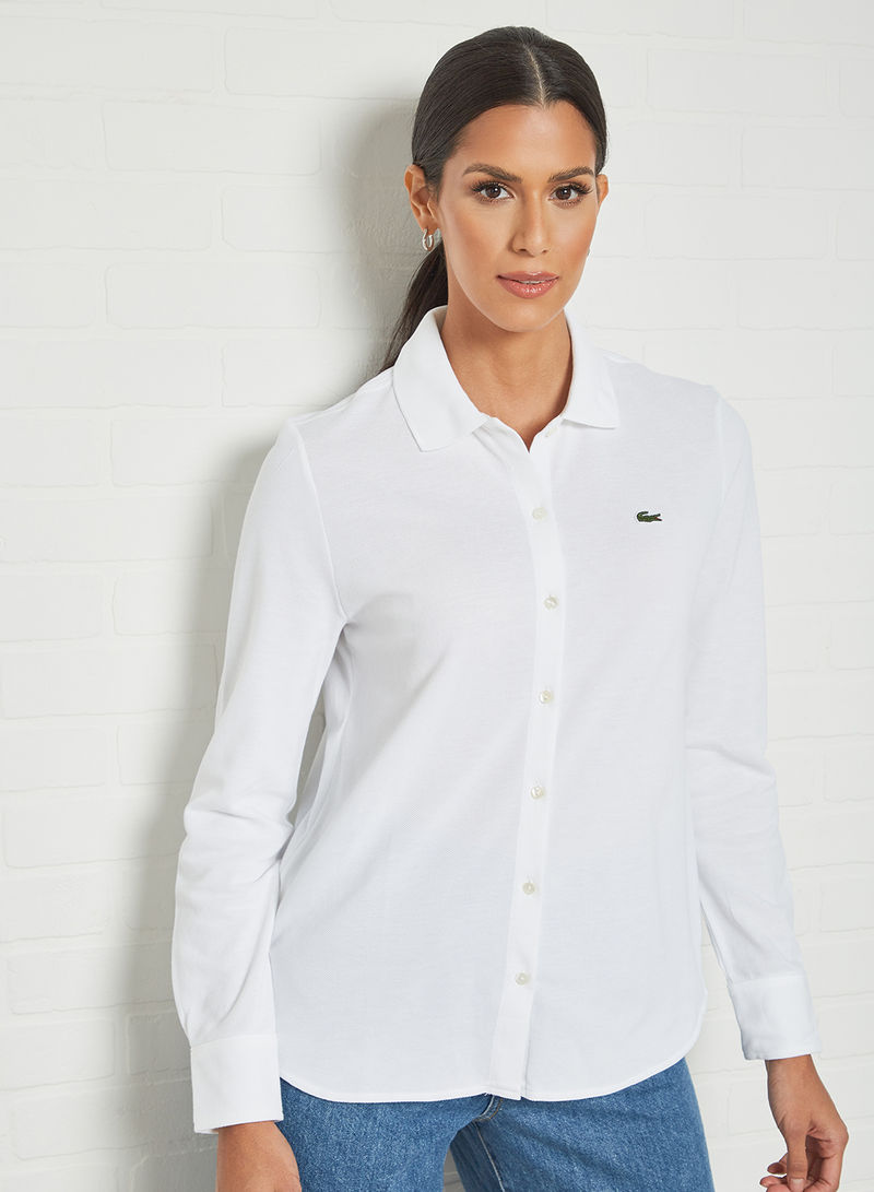 Soft Cotton Long Sleeve Shirt White