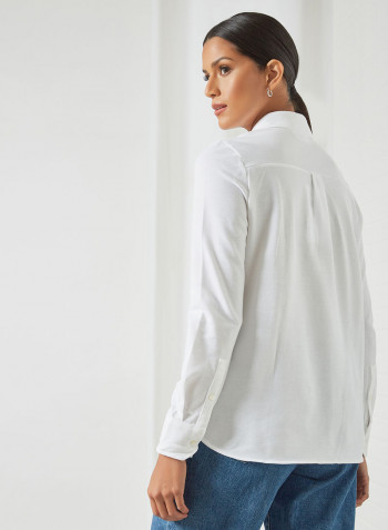Soft Cotton Long Sleeve Shirt White