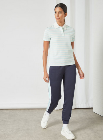 Striped Polo Turquoise/White