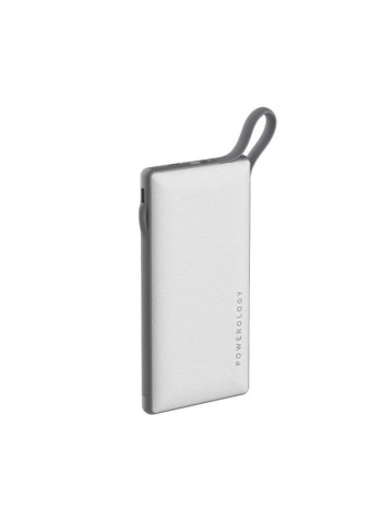 6-In-1 Power Station with Built-In Cable 10000mAh White/Grey