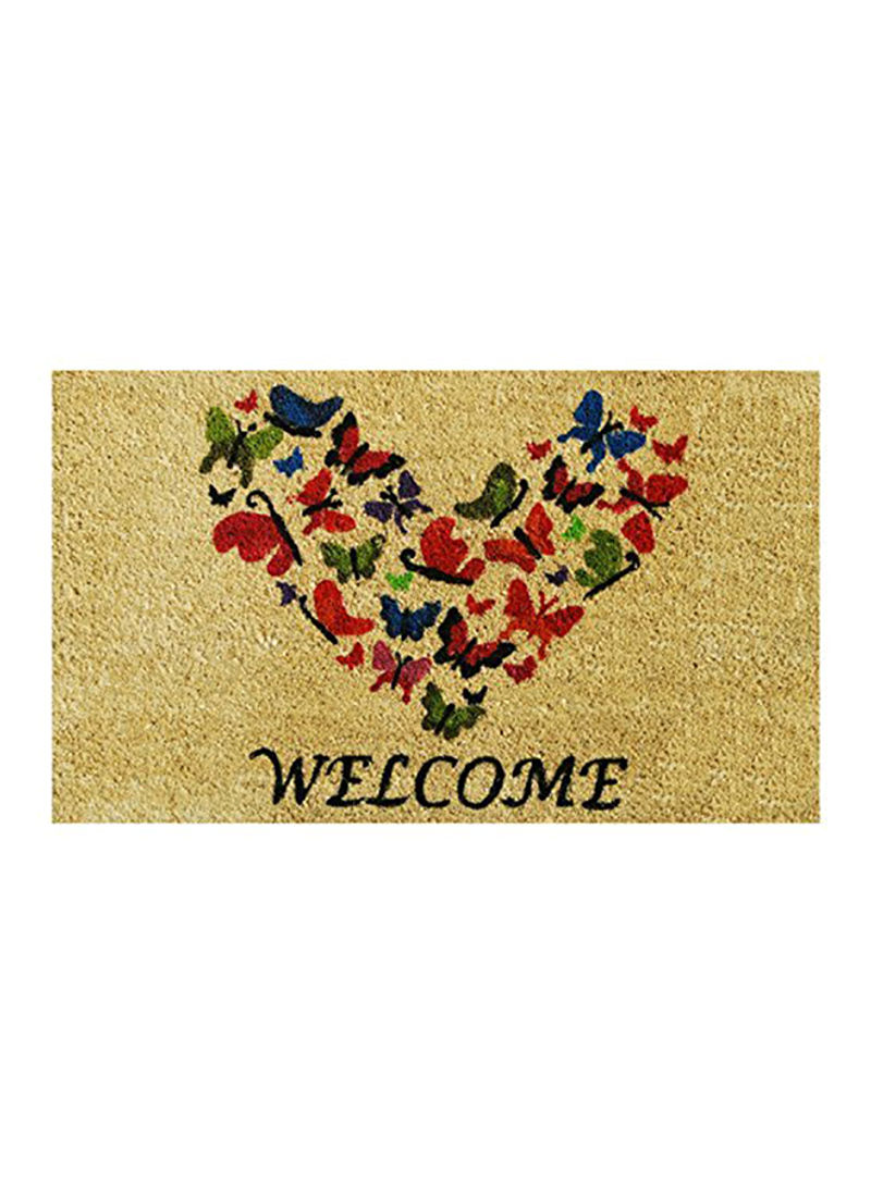 Butterfly Welcome Doormat Beige/Red/Blue 0.6x17x29inch