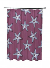 Starfish Printed Shower Curtain Purple/Grey/White 0.3x71x74inch