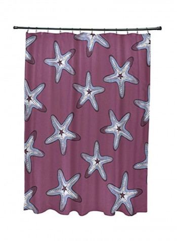 Starfish Printed Shower Curtain Purple/Grey/White 0.3x71x74inch