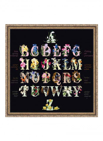 Floral Alphabet Cross Stitch Kit Black/Multicolour