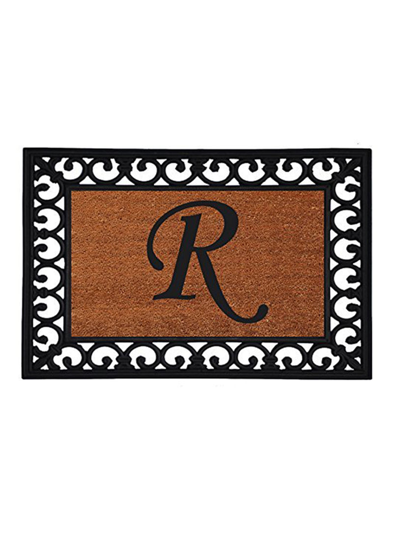 Monogrammed Letter R Inserted Doormat Brown/Black 0.6x25x19inch