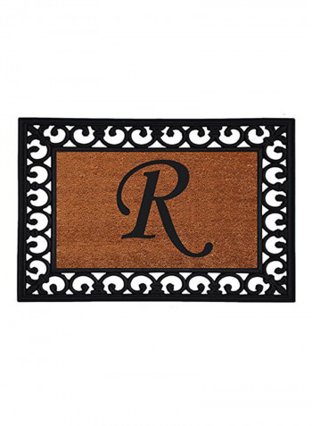 Monogrammed Letter R Inserted Doormat Brown/Black 0.6x25x19inch