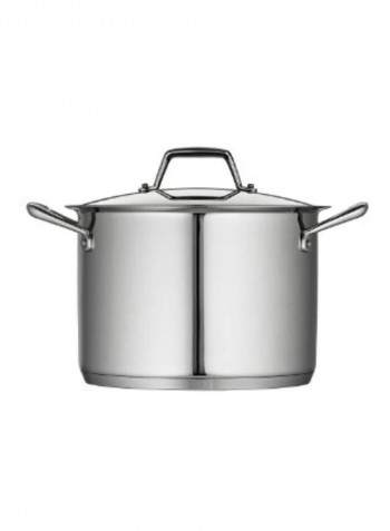 Stainless Steel Stockpot With Lid Silver/Clear