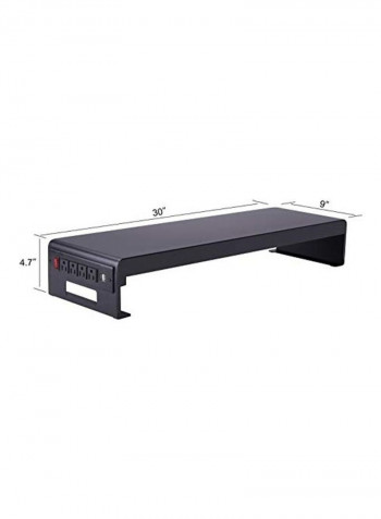 Dual Monitor Stand With Power Supply Socket Black