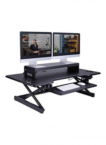 Dual Monitor Stand With Power Supply Socket Black
