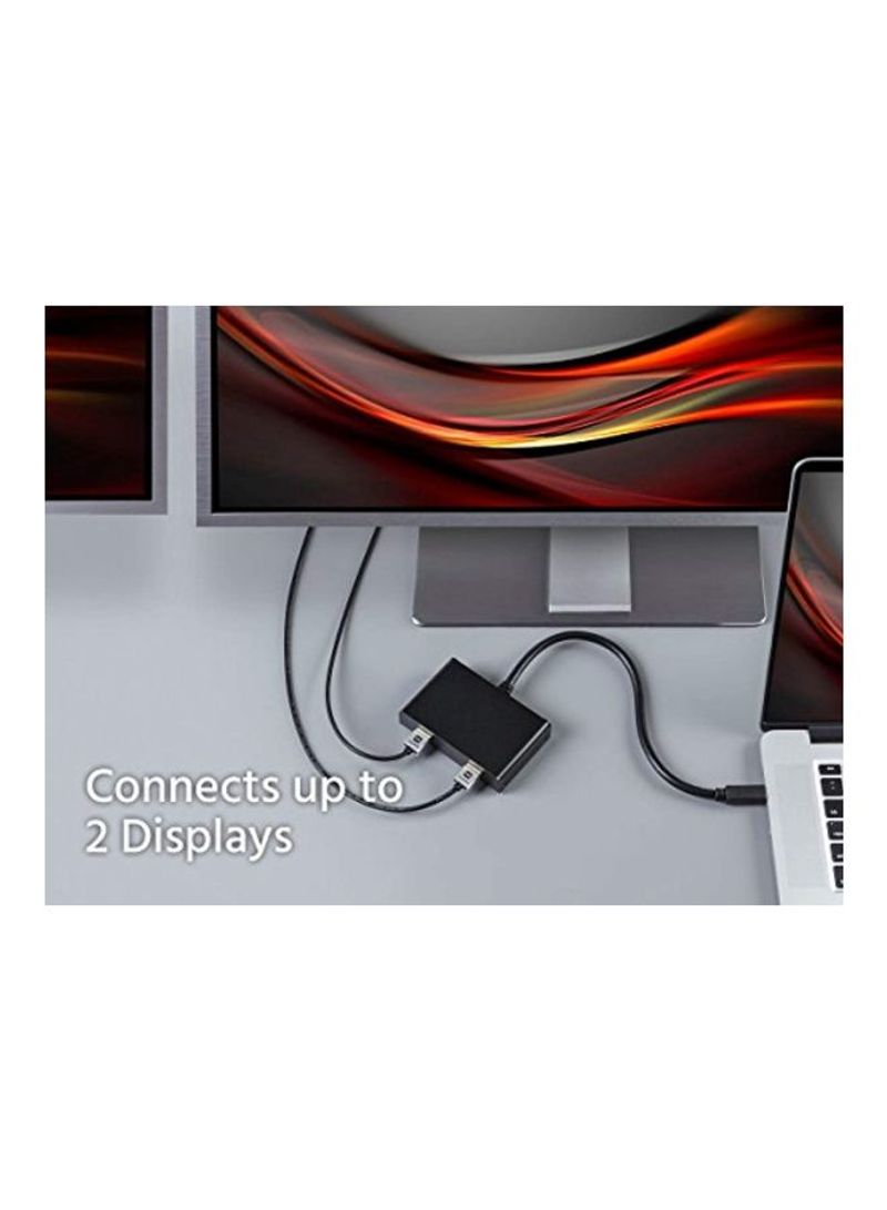 2-Port Mini Display Port 1.2 to HDMI Multi-Stream Transport Hub Black