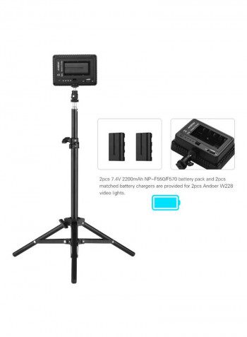 LED Video Light Kit 13.4x4.5 x9.5centimeter Black