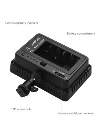 LED Video Light Kit 13.4x4.5 x9.5centimeter Black