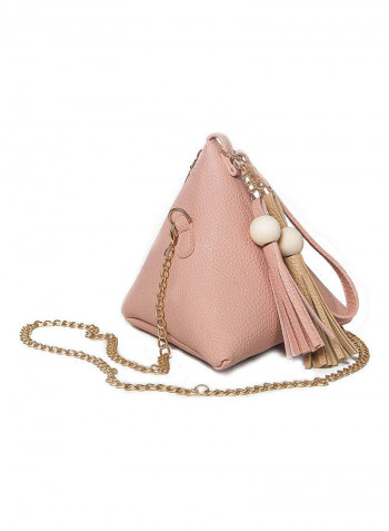 Women's Handbag Tassel Decoration Chain Design Personalized Fashion Bag Pink