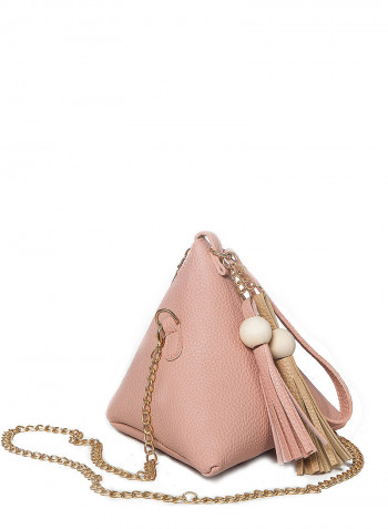 Women's Handbag Tassel Decoration Chain Design Personalized Fashion Bag Pink
