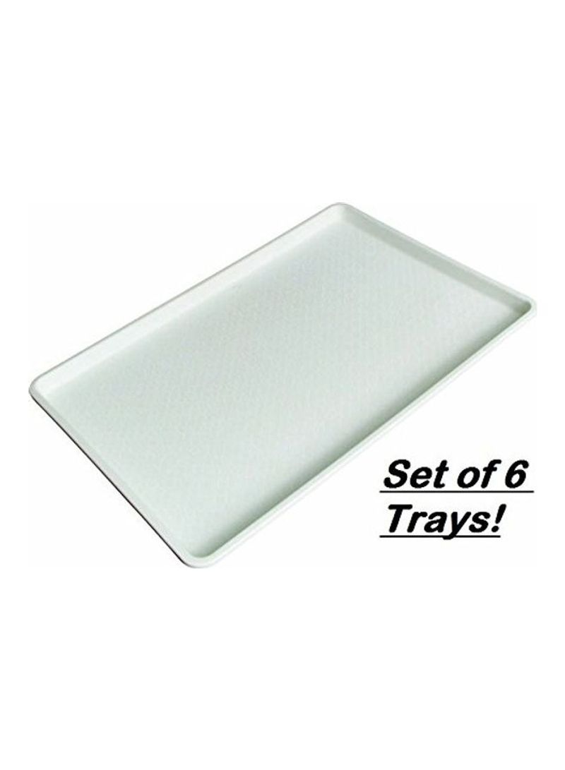 6-Piece Plastic Rectangular Tray Set White 18x26inch