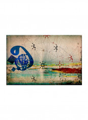 Vintage Oriental Arabic Calligraphy Canvas Painting Multicolour 90x60centimeter