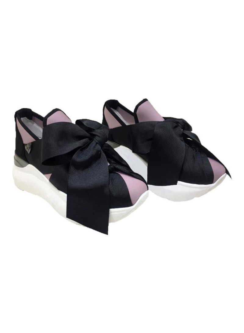 Bow Detailed Low Top Sneakers Neoprene Cipria