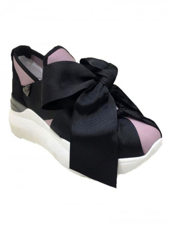 Bow Detailed Low Top Sneakers Neoprene Cipria