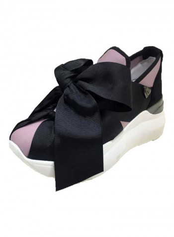 Bow Detailed Low Top Sneakers Neoprene Cipria
