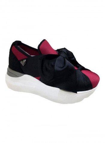 Bow Detailed Low Top Sneakers Neoprene Wine/Black