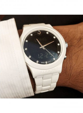 Elegance Aluminum Stainless Steel Analog Digital Islamic Prayer Watch  WB-20 White