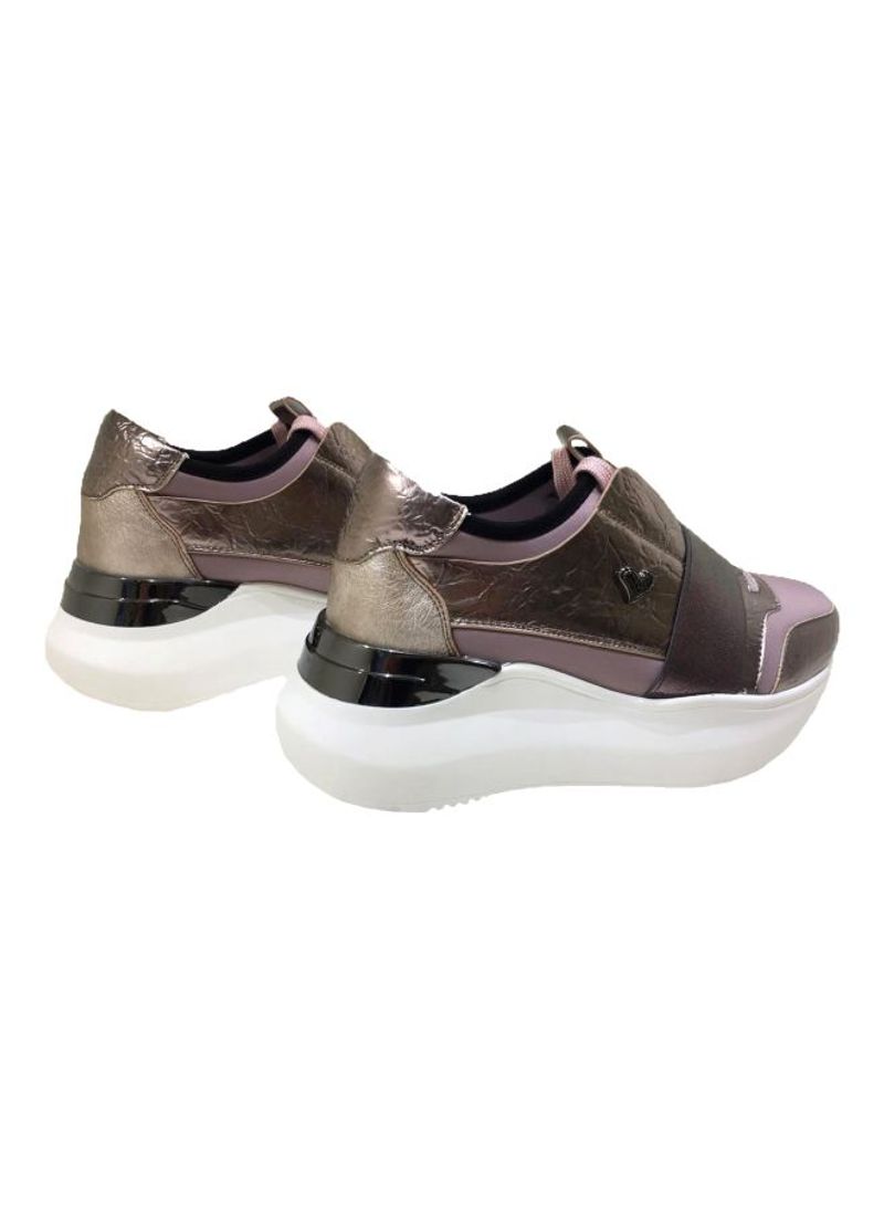 Heart Designed Low Top Sneakers Crack Pewter