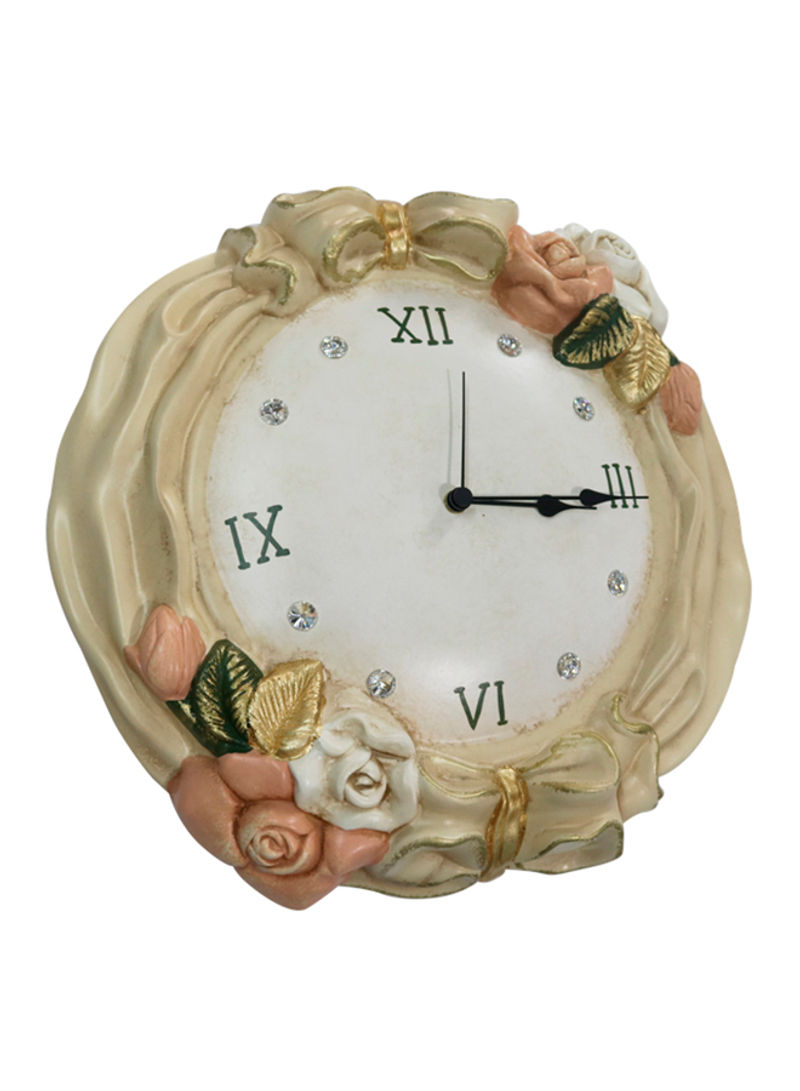Wall Clock Beige/Gold/Pink 400x450millimeter