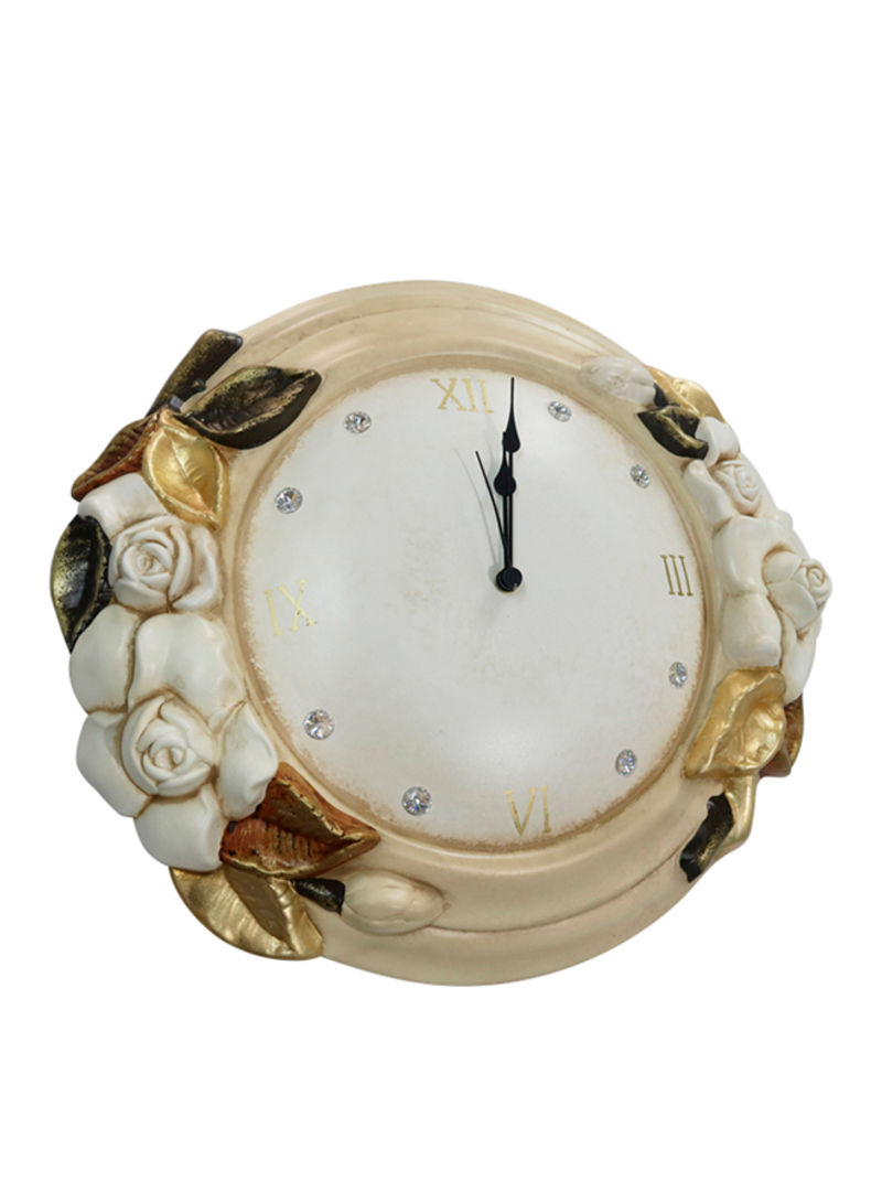 Wall Clock White/Beige/Gold 400x450millimeter