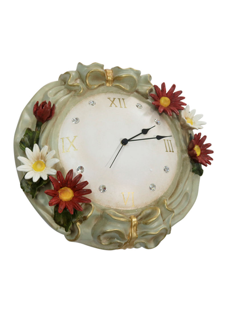Wall Clock White/Beige/Red