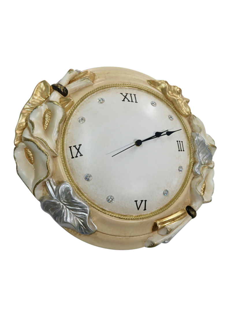 Wall Clock Beige/Gold/Silver 400x450millimeter