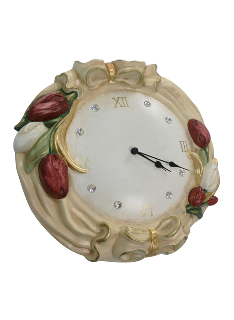 Wall Clock Beige/Red/Gold 400X450millimeter