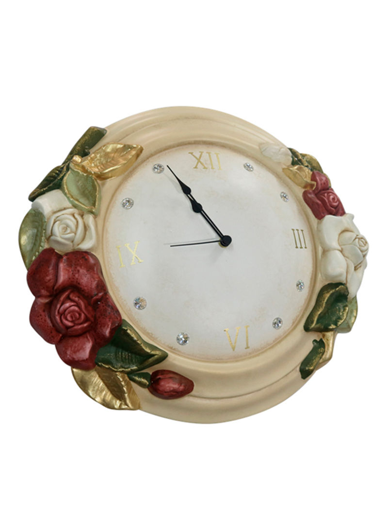 Wall Clock White/Beige/Red