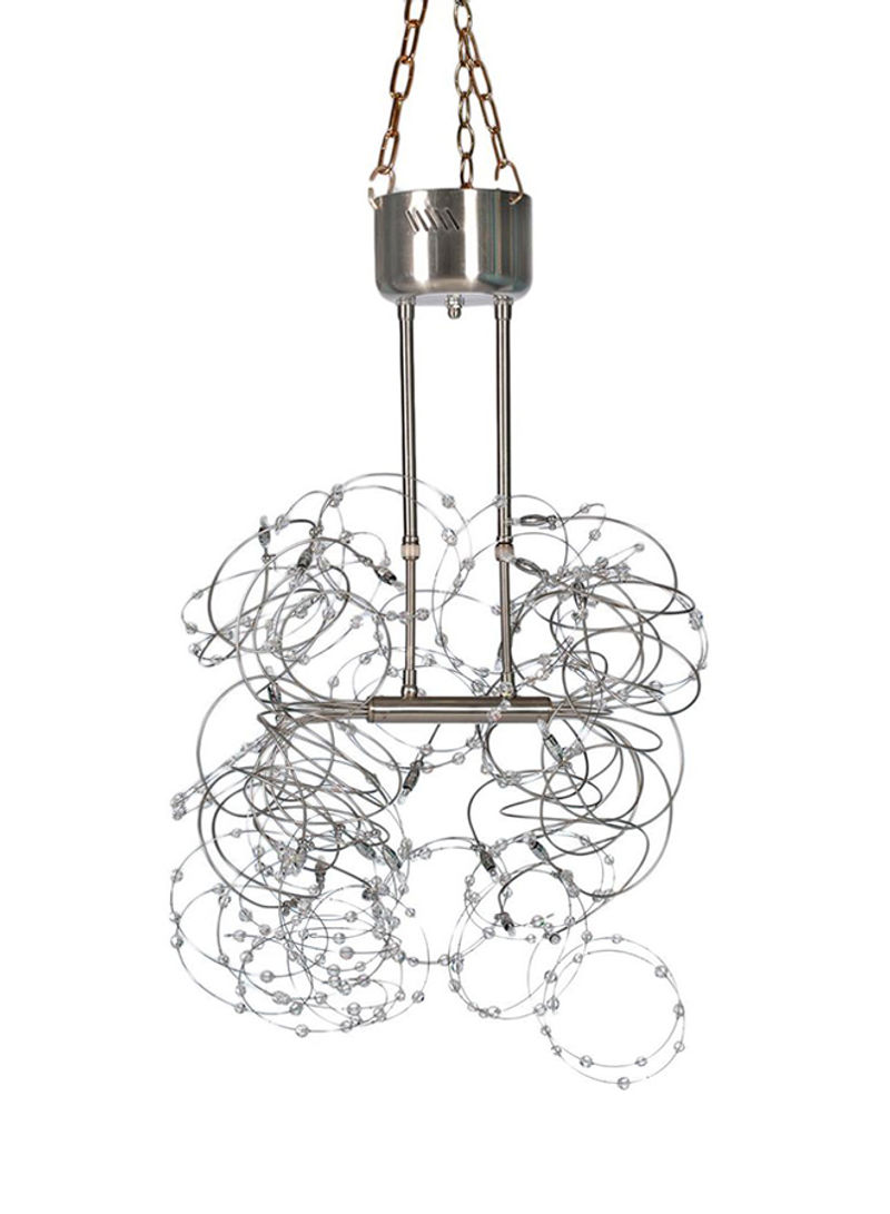 Meshly Wired Chandelier Chrome/Clear 40x90centimeter