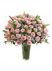 60-Piece Amazing Pink Rose Bouquet With Vase Pink/White/Green reviews 60-Piece Amazing Pink Rose Bouquet With Vase Pink/White/Green