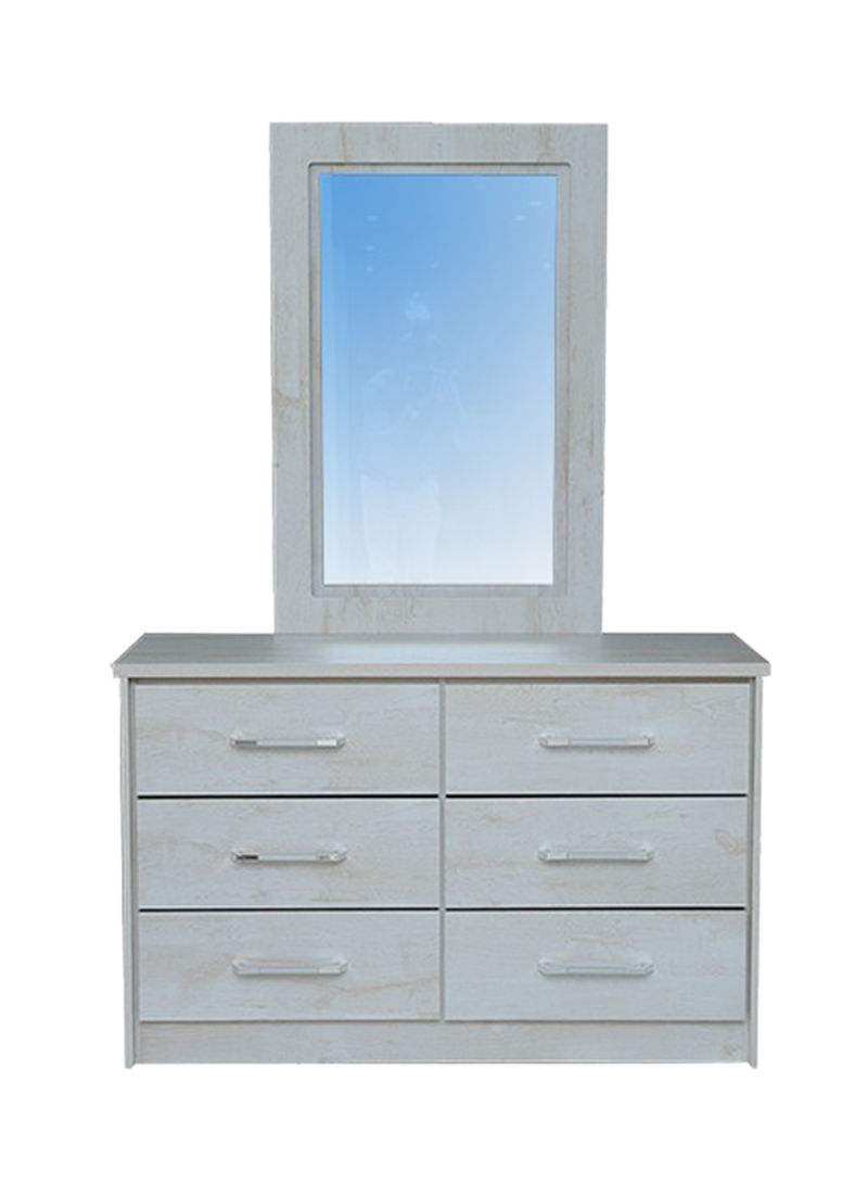 Athenas Mirrored Dresser White Wash/Maple 120x178x45centimeter