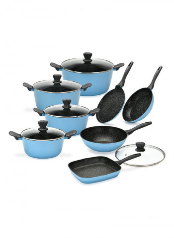 13-Piece Cookware Set Cuisinart Light Blue/Clear Casserole With Glass Lid (24x11)cm