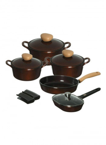 11-Piece Retro Cookware Set Maroon Rose 50x24.6x30.2cm