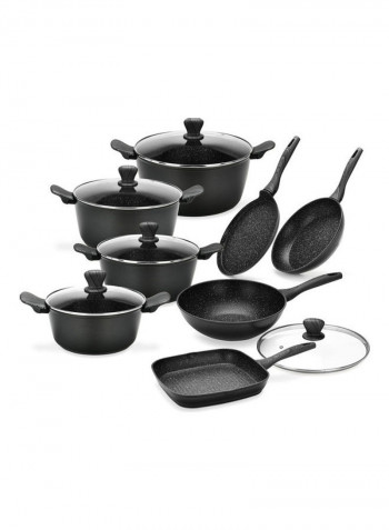 13-Piece Cookware Set Cuisinart Blackish Grey/Clear Casserole With Glass Lid (24x11)cm