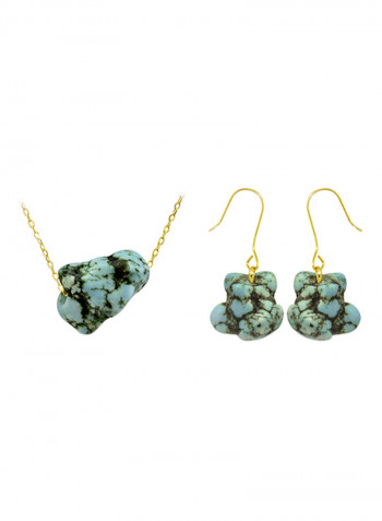 2-Piece 18k Gold Turquoise Nugget Jewelry Set