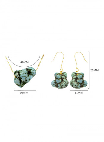 2-Piece 18k Gold Turquoise Nugget Jewelry Set