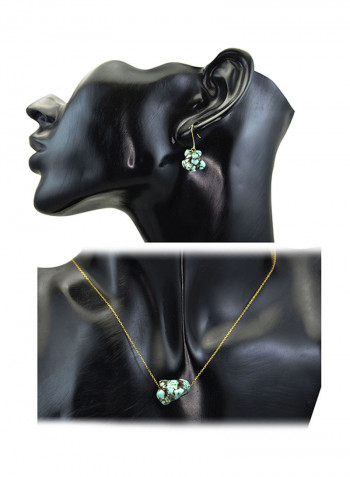 2-Piece 18k Gold Turquoise Nugget Jewelry Set