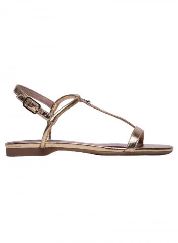 Casual Flat Sandals Gold/Beige
