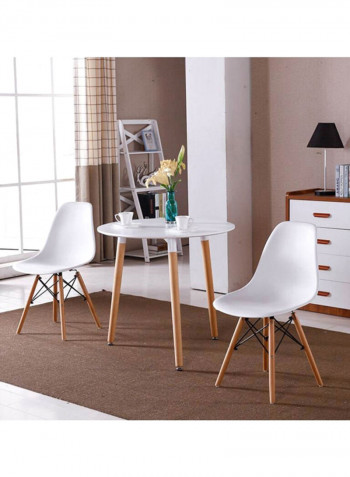 Mdf Round Table White/Brown 80x75x80centimeter