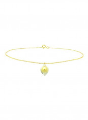 18K Gold Calla Lily Mother Of Pearl With Pearl Bracelet