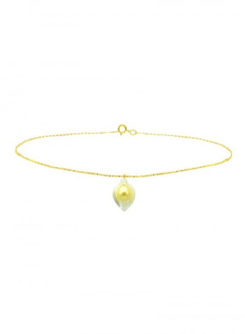18K Gold Calla Lily Mother Of Pearl With Pearl Bracelet