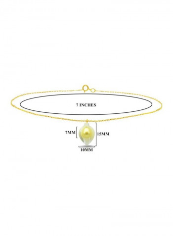 18K Gold Calla Lily Mother Of Pearl With Pearl Bracelet