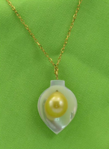 18K Gold Calla Lily Mother Of Pearl With Pearl Bracelet