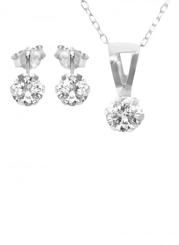 18K Gold Cubic Zircon Solitaire Jewellery Set